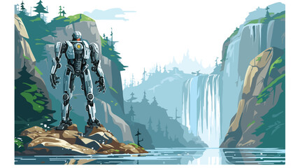 A robot designed to look like a giant walking waterfall - obrazy, fototapety, plakaty