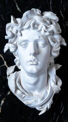Obraz premium Ancient classical marble gypsum stoic, roman, greek bust, busts head sculpture against a colored background representing historical figures 