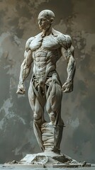 Obraz premium Fitness and Personal Growth Fusion: Digital Sculpture Inspiring Health and Wellness