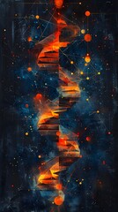 Geometric Art Illustrating Biotechnology Innovation: A Discovery of Scientific Excellence and Human Progress - obrazy, fototapety, plakaty