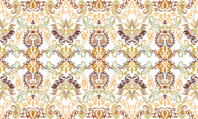 Hand draw Ikat floral paisley embroidery.geometric ethnic oriental pattern traditional.Aztec style abstract vector illustration.great for textiles, banners, wallpapers, wrapping vector.