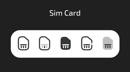 Sim Card icons in 5 different styles as vector	