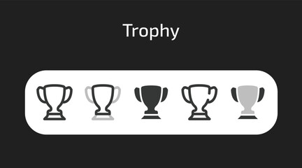 Trophy icons in 5 different styles as vector	