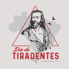 Fototapeta premium VECTORS. Editable banner for Tiradentes Day in Brazil. His martyrdom led to Tiradentes (Joaquim Jose da Silva Xavier) becoming considered a national hero