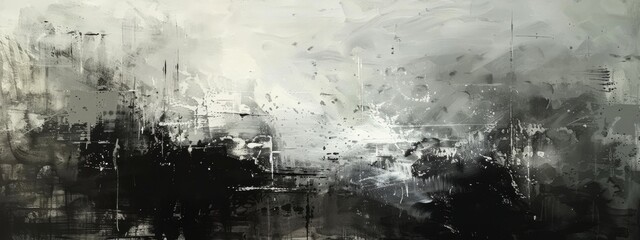 Dynamic Abstract Grayscale Artwork on Canvas
