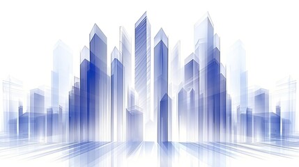 Fototapeta premium A city skyline is shown in blue and white