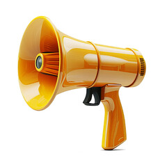 3d rendered yellow megaphone loudspeaker isolated on a transparent or white