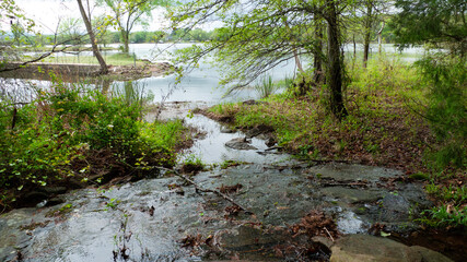 A stream empties into the lake at Shoal Bay, New Blaine, Arkansas