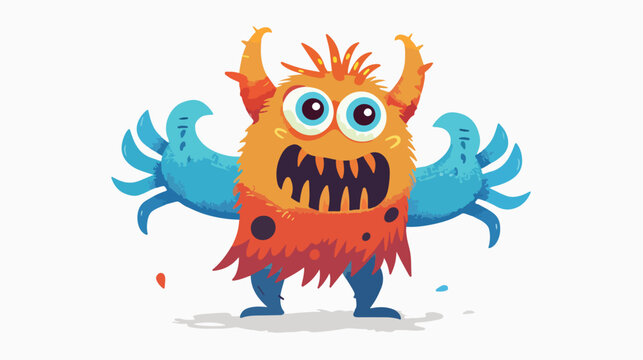 Crayon monster vector illustration isolated on a white