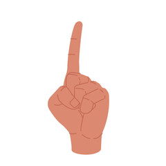 Hand showing number one on white background.  Fingers number gesture isolated 