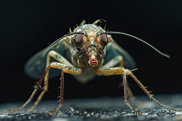 Fototapeta premium Mystic portrait of Maggot Fly beside view, full body shot, Close-up View, 