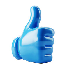 3d blue thumbs-up icon isolated on a transparent or white for appreciation great cheer-up 