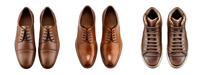 Stylish Brown Shoes for men, Brown comfortable footwear leather shoes isolated PNG transparent