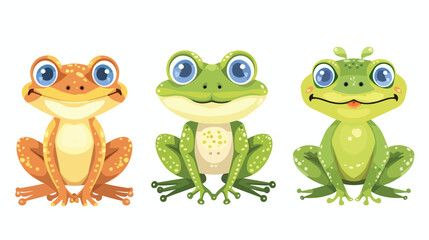 Cute cartoon funny Frog clipart page for kids. Vector