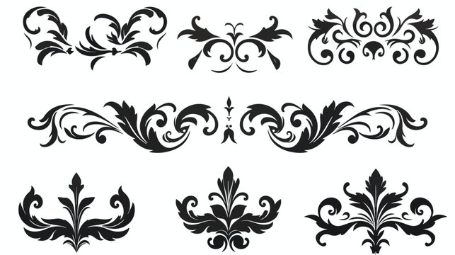 Baroque vector set of vintage elements for design