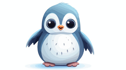 Cute cartoon penguin on a white background Vector illustration