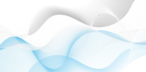 Abstract white and blue digital blend wave lines and technology background. Modern white flowing wave lines and glowing moving lines. Futuristic technology and sound wave lines background.