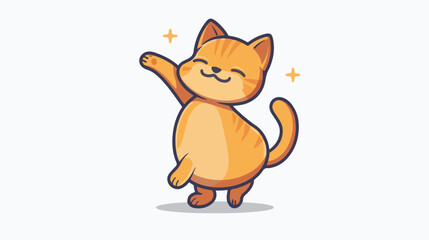 Cute cat Dab dancing sign aicon Flat vector isolated