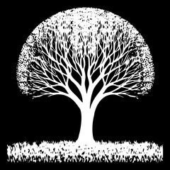 Tree . Black and white botanical illustration. Logo design for use in graphics. Generated by Ai