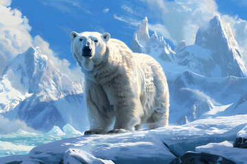 polar bear on ice ai generative - obrazy, fototapety, plakaty