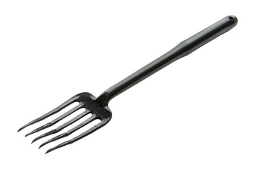 Long Black-handled Fork on White Background