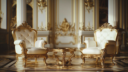 ヨーロッパの王室アンティーク調の部屋とソファ European antique royal room and sofa