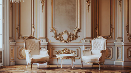 ヨーロッパの王室アンティーク調の部屋とソファ European antique royal room and sofa - obrazy, fototapety, plakaty