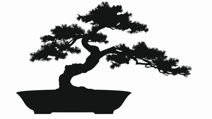 Bonsai tree. Black silhouette of bonsai
