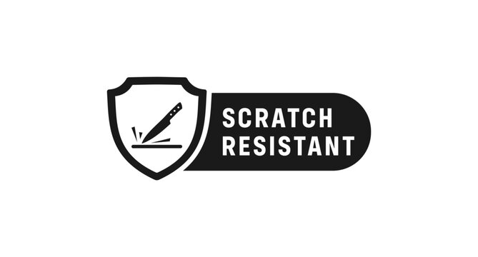 Scratch resistant label or Scratch resistant sign vector isolated in flat style. Best Scratch resistant label vector for product. Scratch resistant sign vector for product packaging.