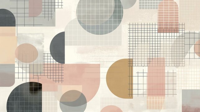 A colorful abstract painting with a lot of circles and squares. The painting has a lot of different shapes and colors, and it looks like it was created using a computer program