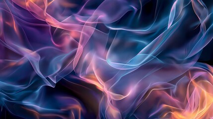 A colorful, flowing piece of fabric with a purple and orange hue. The image is abstract and has a...