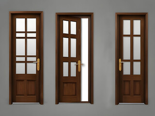 Collection of Home Door Elements for Open and Close, Isolated  - Interior Design Concept