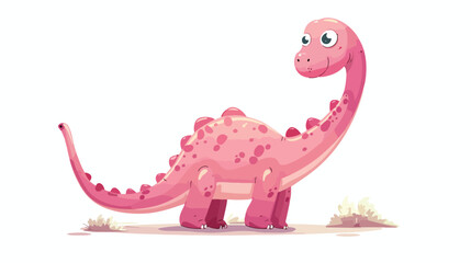 Cute pink dinosaur. Cartoon dino. Vector illustration