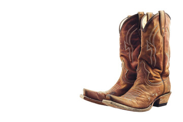 A Pair of Cowboy Boots on a White Background - obrazy, fototapety, plakaty