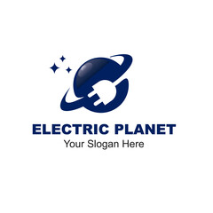 electric planet logo design concept stock vector