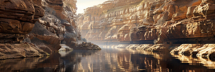 A scenic river flowing through a majestic canyon, showcasing the beauty of nature's water-filled wonder
