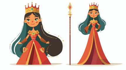 Cute Queen. Female character in a princess or queen c