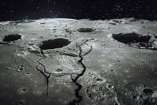 A field of moonquakes captured in real-time, with the ground subtly shifting and cracking. 32k, full ultra hd, high resolution