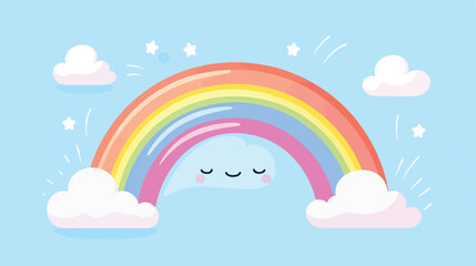 Cute rainbow arc with separate stripes skewed to left - obrazy, fototapety, plakaty