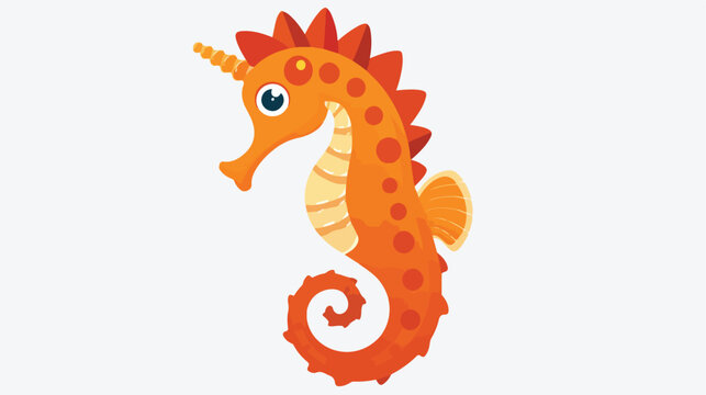 Cute seahorse character icon Flat vector isolated 