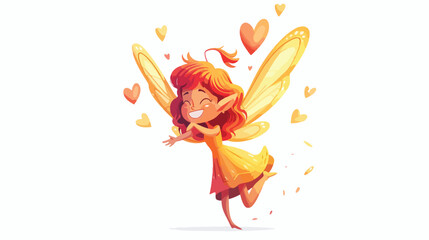 Cute smiling fairy flying and hugging with love Vector