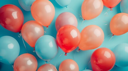 Festive Birthday Celebration Frame with Balloons, Pastel Blue Background with Chaotic Charm