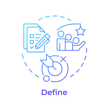 Sigma define blue gradient concept icon. Quality management. Customer service, user experience. Round shape line illustration. Abstract idea. Graphic design. Easy to use in infographic, article