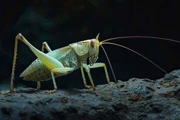 Mystic portrait of Tropical Cricket, beside view, full body shot, Close-up View,