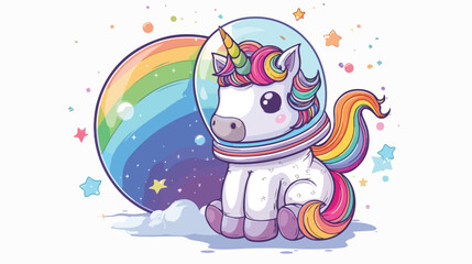 Obraz na płótnie Canvas Cute unicorn. Fairytale animal in astronaut helmet lo