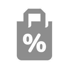Shopping bag with percentage sign vector. Sale and discount icon.