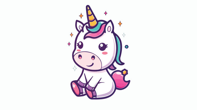 Cute Unicorn Logo Design Vector for Kids and Baby 
