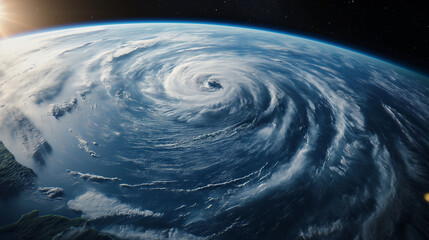 宇宙から見た地球の台風やハリケーンの雨雲 Clouds of typhoon and hurricane