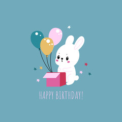 Greeting card with cute bunny