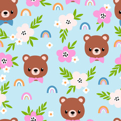 Seamless pattern with cute bears - obrazy, fototapety, plakaty